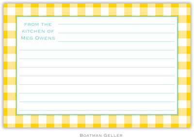 Boatman Geller - Create-Your-Own Personalized Recipe Cards (Classic Check Sunflower)