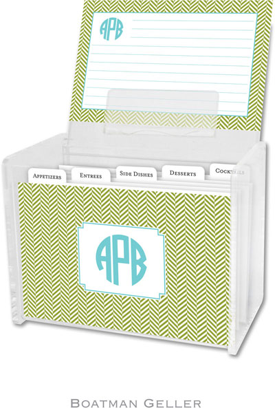 Boatman Geller - Create-Your-Own Personalized Recipe Card Boxes with Cards (Herringbone Jungle)