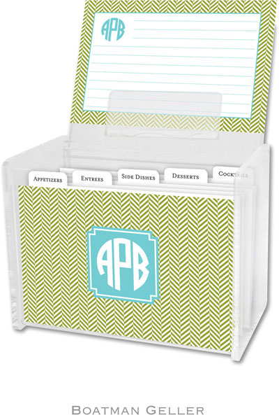 Boatman Geller - Create-Your-Own Personalized Recipe Card Boxes with Cards (Herringbone Jungle Prese