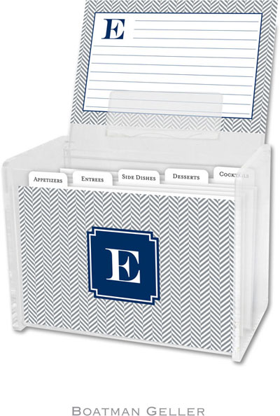 Boatman Geller - Create-Your-Own Personalized Recipe Card Boxes with Cards (Herringbone Gray Preset)
