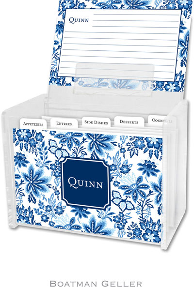 Boatman Geller Recipe Boxes with Cards - Classic Floral Blue Preset Boatman Geller Recipe Boxes with Cards - Classic Floral Blue Preset
