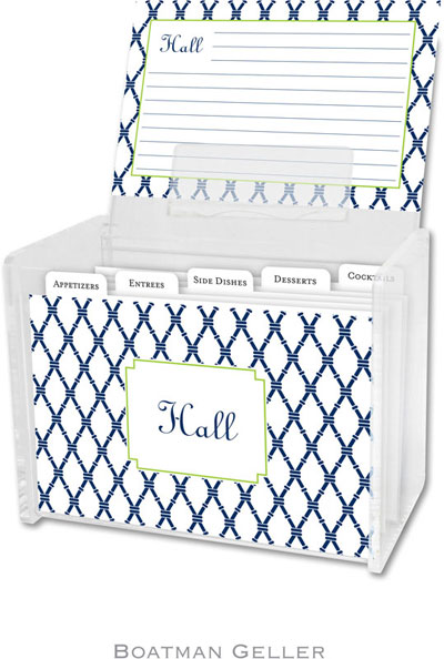 Boatman Geller Recipe Boxes with Cards - Bamboo Navy & Green