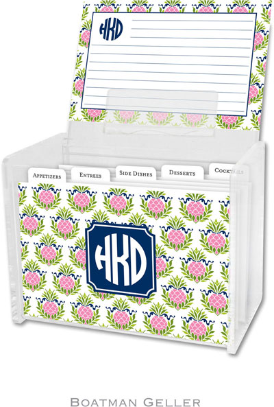 Boatman Geller Recipe Boxes with Cards - Pineapple Repeat Pink Preset Boatman Geller Recipe Boxes with Cards - Pineapple Repeat Pink Preset