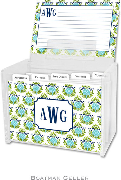 Boatman Geller Recipe Boxes with Cards - Pineapple Repeat Teal