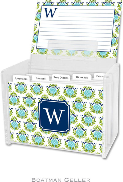 Boatman Geller Recipe Boxes with Cards - Pineapple Repeat Teal Preset Boatman Geller Recipe Boxes with Cards - Pineapple Repeat Teal Preset