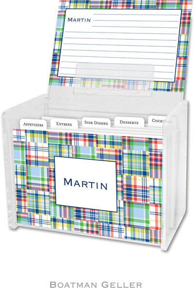 Boatman Geller Recipe Boxes with Cards - Madras Patch Blue Boatman Geller Recipe Boxes with Cards - Madras Patch Blue