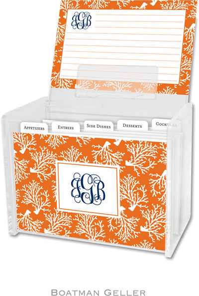 Boatman Geller Recipe Boxes with Cards - Coral Repeat