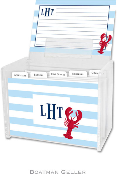Boatman Geller Recipe Boxes with Cards - Stripe Lobster