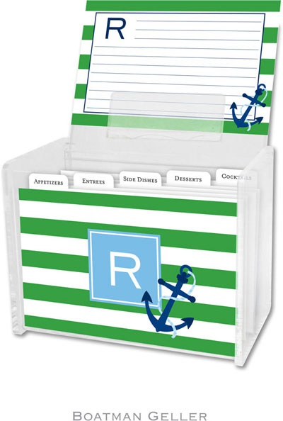 Boatman Geller Recipe Boxes with Cards - Stripe Anchor Preset