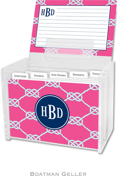 Boatman Geller Recipe Boxes with Cards - Nautical Knot Raspberry Preset