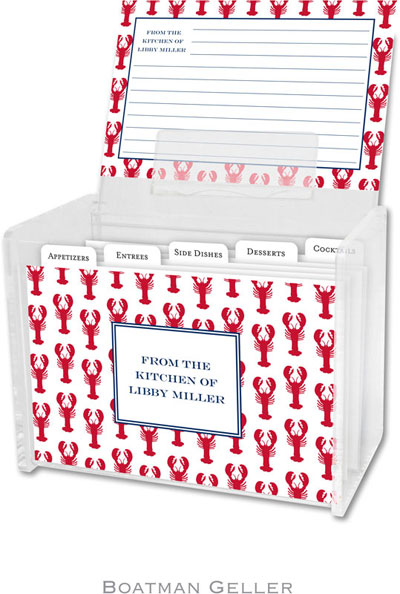 Boatman Geller Recipe Boxes with Cards - Lobsters Red