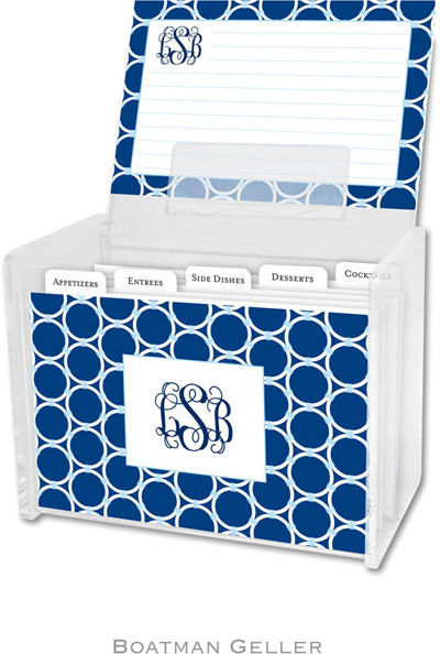 Boatman Geller Recipe Boxes with Cards - Bamboo Rings Navy
