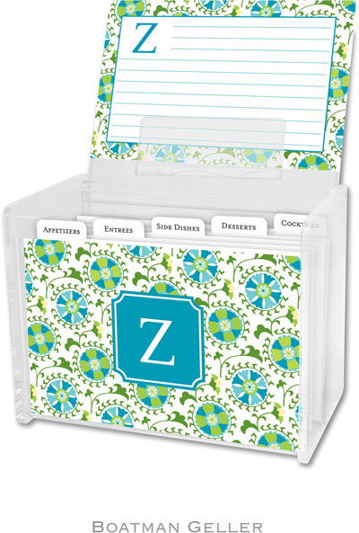 Boatman Geller Recipe Boxes with Cards - Suzani Teal Preset Boatman Geller Recipe Boxes with Cards - Suzani Teal Preset