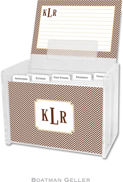 Boatman Geller Recipe Boxes with Cards - Herringbone Chocolate Boatman Geller Recipe Boxes with Cards - Herringbone Chocolate