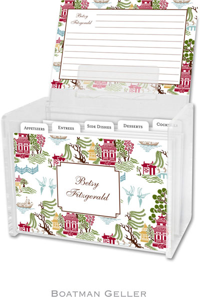 Boatman Geller Recipe Boxes with Cards - Chinoiserie Autumn Boatman Geller Recipe Boxes with Cards - Chinoiserie Autumn
