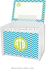 Boatman Geller - Create-Your-Own Personalized Recipe Card Boxes with Cards (Chevron Turquoise Preset