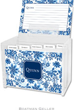 Boatman Geller Recipe Boxes with Cards - Classic Floral Blue Preset