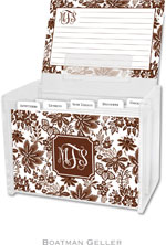 Boatman Geller Recipe Boxes with Cards - Classic Floral Brown Preset