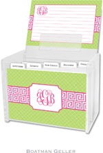 Boatman Geller Recipe Boxes with Cards - Greek Key Band Pink