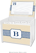 Boatman Geller Recipe Boxes with Cards - Greek Key Band Navy