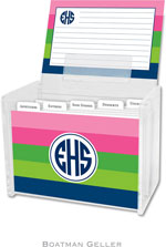 Boatman Geller Recipe Boxes with Cards - Bold Stripe Pink Green & Navy
