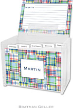 Boatman Geller Recipe Boxes with Cards - Madras Patch Blue