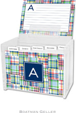 Boatman Geller Recipe Boxes with Cards - Madras Patch Blue Preset