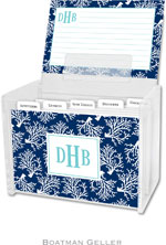 Boatman Geller Recipe Boxes with Cards - Coral Repeat Navy