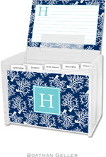Boatman Geller Recipe Boxes with Cards - Coral Repeat Navy Preset