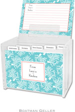 Boatman Geller Recipe Boxes with Cards - Coral Repeat Teal