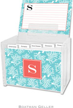 Boatman Geller Recipe Boxes with Cards - Coral Repeat Teal Preset