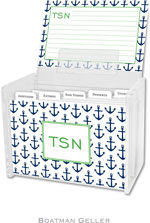 Boatman Geller Recipe Boxes with Cards - Anchors Navy