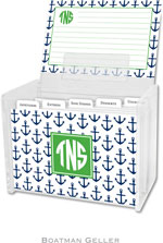 Boatman Geller Recipe Boxes with Cards - Anchors Navy Preset