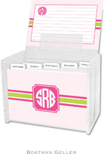 Boatman Geller Recipe Boxes with Cards - Seersucker Band Pink & Green