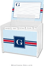 Boatman Geller Recipe Boxes with Cards - Seersucker Band Red & Navy