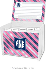 Boatman Geller Recipe Boxes with Cards - Repp Tie Pink & Navy Preset