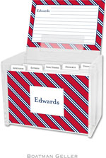 Boatman Geller Recipe Boxes with Cards - Repp Tie Red & Navy
