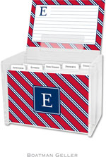 Boatman Geller Recipe Boxes with Cards - Repp Tie Red & Navy Preset