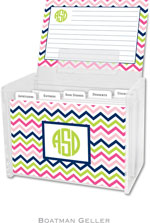 Boatman Geller Recipe Boxes with Cards - Chevron Pink Navy & Lime