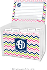 Boatman Geller Recipe Boxes with Cards - Chevron Pink Navy & Lime Preset