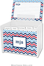 Boatman Geller Recipe Boxes with Cards - Chevron Blue & Red