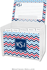 Boatman Geller Recipe Boxes with Cards - Chevron Blue & Red Preset