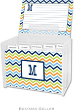 Boatman Geller Recipe Boxes with Cards - Chevron Blue Orange & Lime