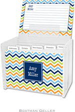 Boatman Geller Recipe Boxes with Cards - Chevron Blue Orange & Lime Preset