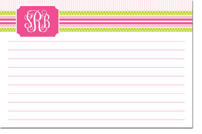 Boatman Geller Recipe Cards - Grosgrain Ribbon Pink & Green