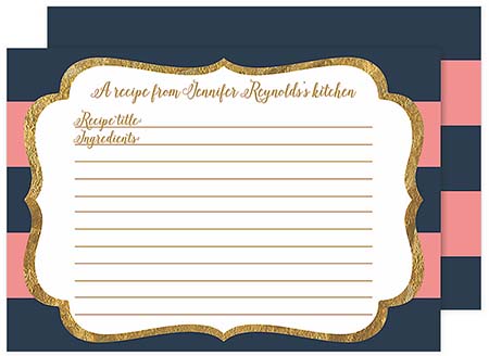 Recipe Cards by Little Lamb Designs (Stripes Glitter Frame)