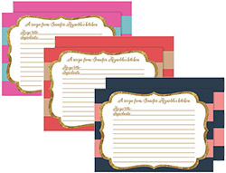Recipe Cards by Little Lamb Designs (Stripes Glitter Frame)