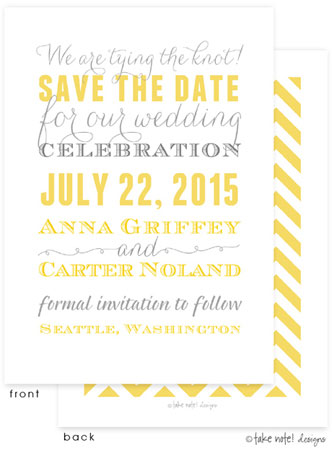 Take Note Designs Save The Date Cards - Yellow and Gray Subway