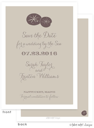 Take Note Designs Save The Date Cards - Sand Dollar Beach