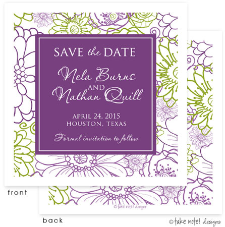 Take Note Designs Save The Date Cards - Floral Bunch Purples